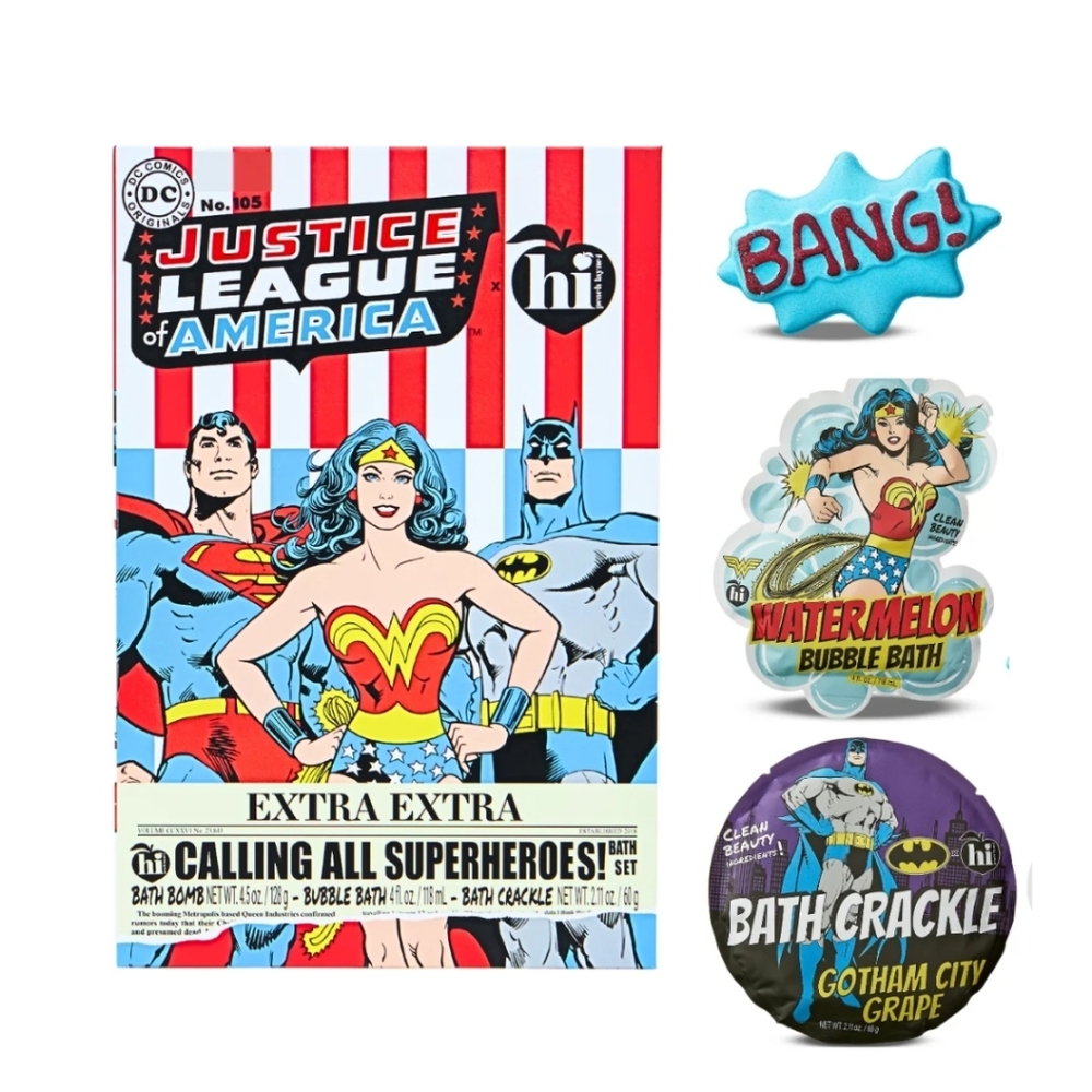 ⛳️●Hi Peach Layne X DC Calling All Superheroes Bath Fizzies Set with Bath Bomb